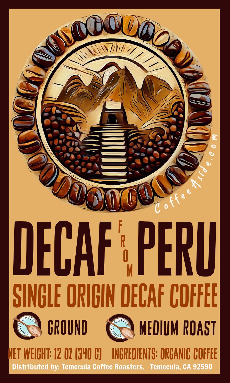 FAIRTRADE® Organic DECAF Peru Single Origin; 12oz [FREE SHIPPING]