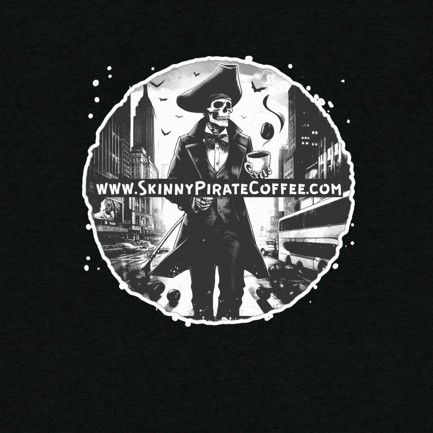 "SKINNY PIRATE COFFEE FLAGSHIP" T-shirt (Super Soft / Athletic Fit)