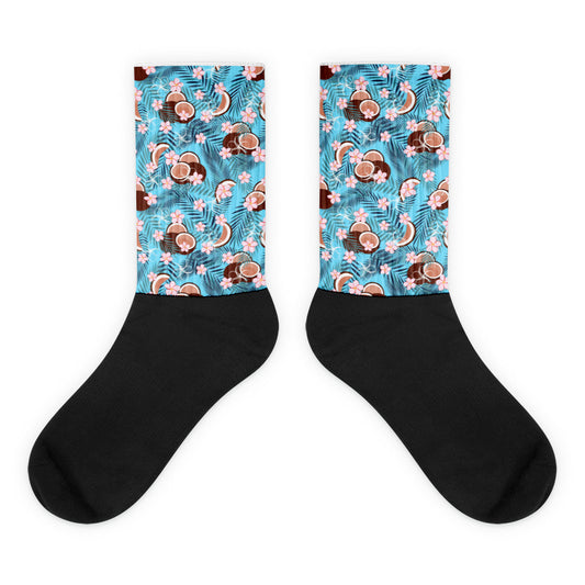 Hawaiian Print Socks (Blue Coconuts)